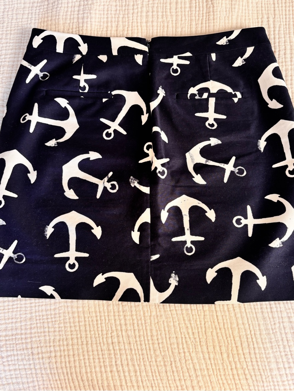 J. Crew Dizzy Anchor nautical navy white anchor skirt sz 6 - Picture 3 of 5